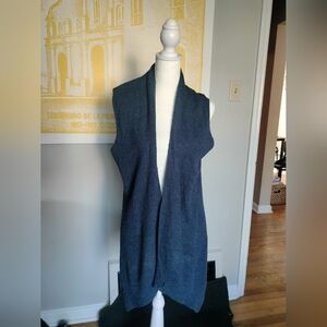 Stylish Blue Cardigan Eileen Fisher Wool Toplayer
